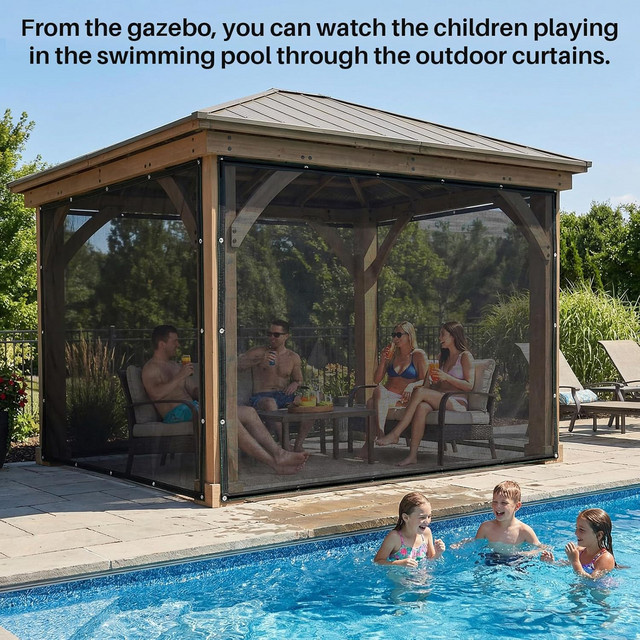 GKXLH Outdoor-Vorhang aus schwarzem HDPE-Netz als atmungsaktiver Sichtschutz und Moskitonetz für Terrasse, Balkon oder Pergola - Bild 1