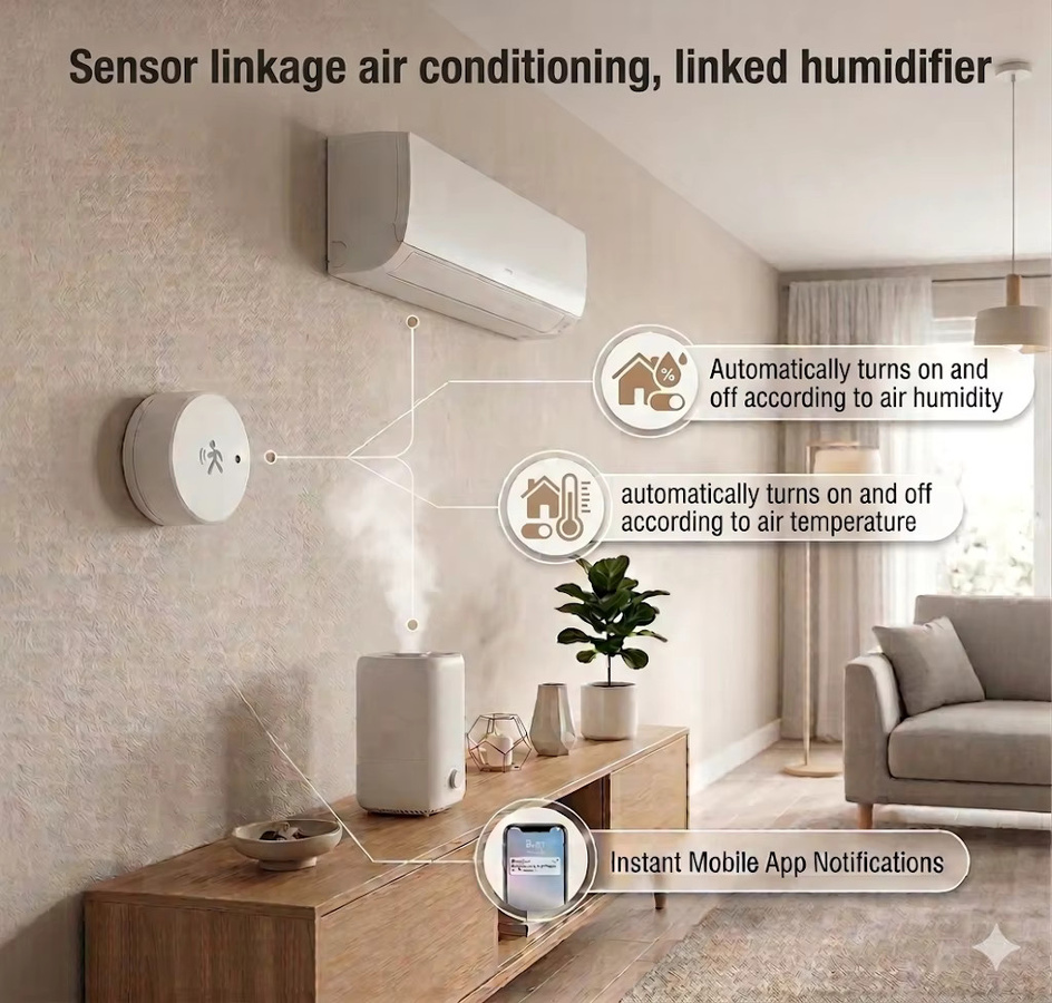 Tuya Zigbee Anwesenheitssensor mit 24G mmWave Radar, Temperatur-, Feuchtigkeits- und Helligkeitserkennung in Weiß, kompatibel mit Zigbee2mqtt und Home Assistant - Bild 3