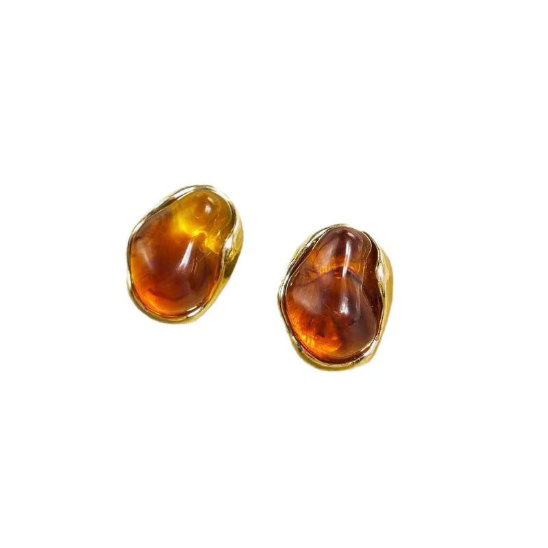 Ohrstecker sharelucky, bernsteinfarbene geometrische Steine, Damen - Bild 5