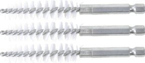 BGS Nylonbürsten-Set 3-teilig mit 13 mm Bürstendurchmesser und 6,3 mm Außensechskant Antrieb (1/4 Zoll) in Weiß - Bild 1