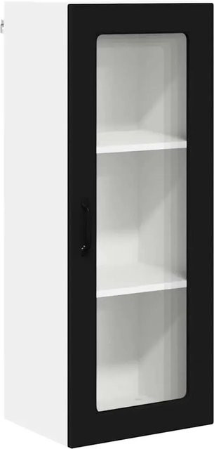 vidaXL Küchenwandschrank Schwarz aus Holzwerkstoff mit Scharniertüren, B/T/H: 40 x 31 x 100 cm - Bild 1