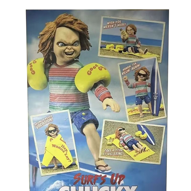 NECA Child's Play Chucky 'Surfs Up' Actionfigur, Austauschbare Köpfe, Surfbrett - Bild 3