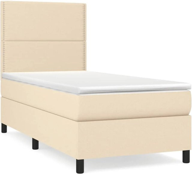 vidaXL Boxspringbett mit Matratze Hybrid-Design in Beige, B/T/H: 90 x 190 x 128 cm - Bild 1