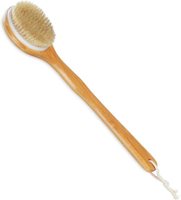 Relaxdays Rückenbürste aus Bambus mit Naturborsten in Weiß und Hellbraun-weiß Natur, Länge: 40 cm - Bild 1