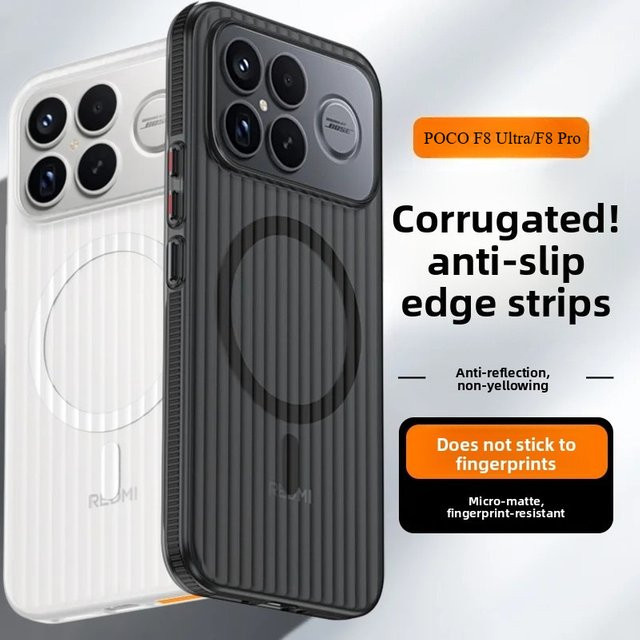 Transparente Magnetische Matte Slim Cover mit Streifen-Design für Xiaomi POCO F8 Pro, F8 Ultra, F8, F7 Pro und F7 Ultra aus hartem PC - Bild 1