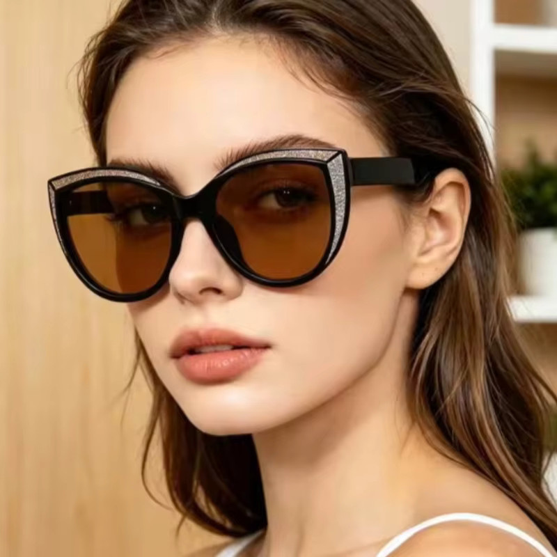 Kunkka coco Cat-Eye Sonnenbrille, Vollrand, Kunststoff, schwarz, braun, Damen - Bild 1