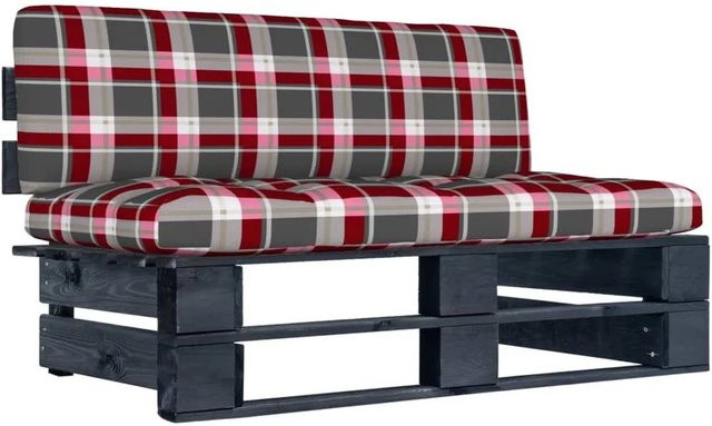 vidaXL Garten-Mittelsofa aus imprägniertem Kiefernholz in Schwarz mit Sitzkissen - Bild 1