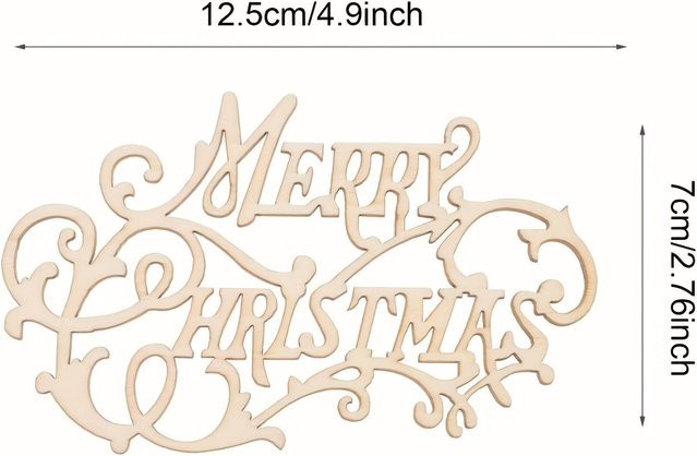 20 Stück WTEMPO Frohe Weihnachten Holzausschnitte in Beige für DIY Dekorationen und rustikalen Tischschmuck - Bild 1