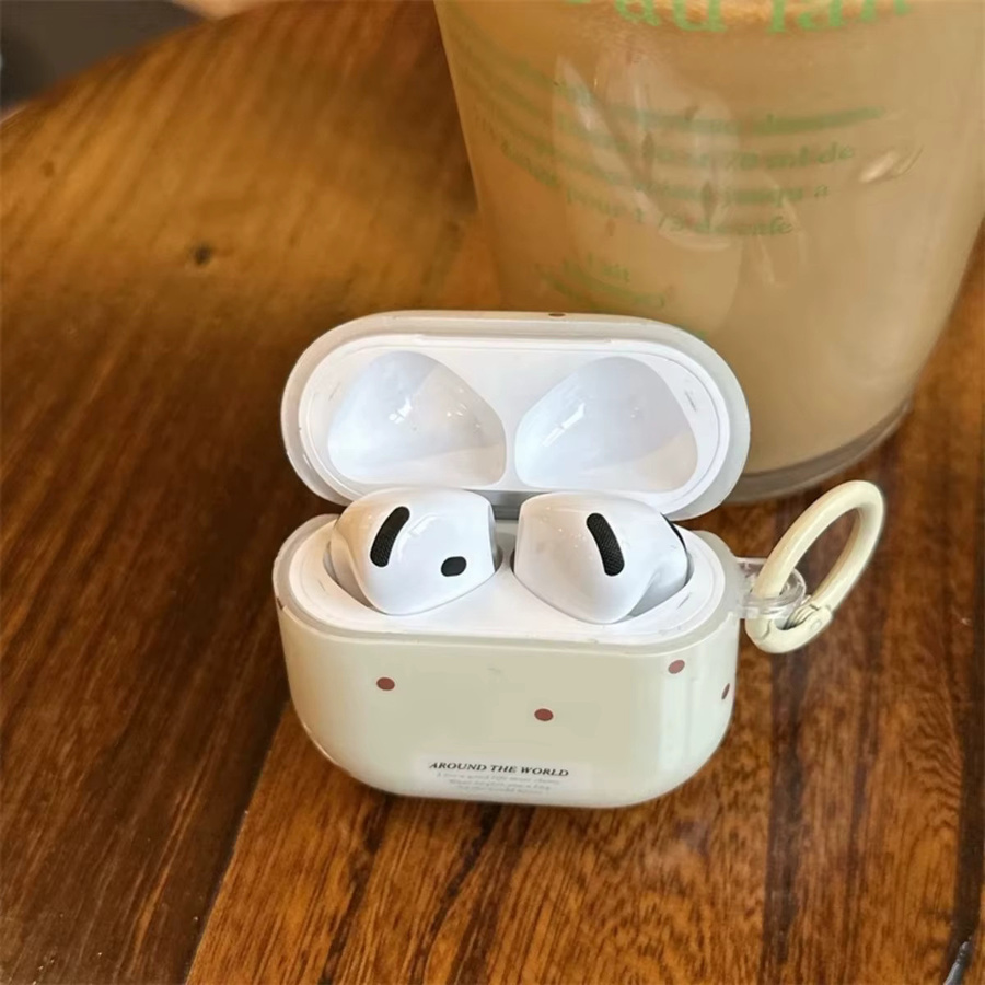 Apple Airpods Pro 2 und Airpods 4 Schutzhülle mit Polka Dot Label in Kaffeebraun - Bild 2
