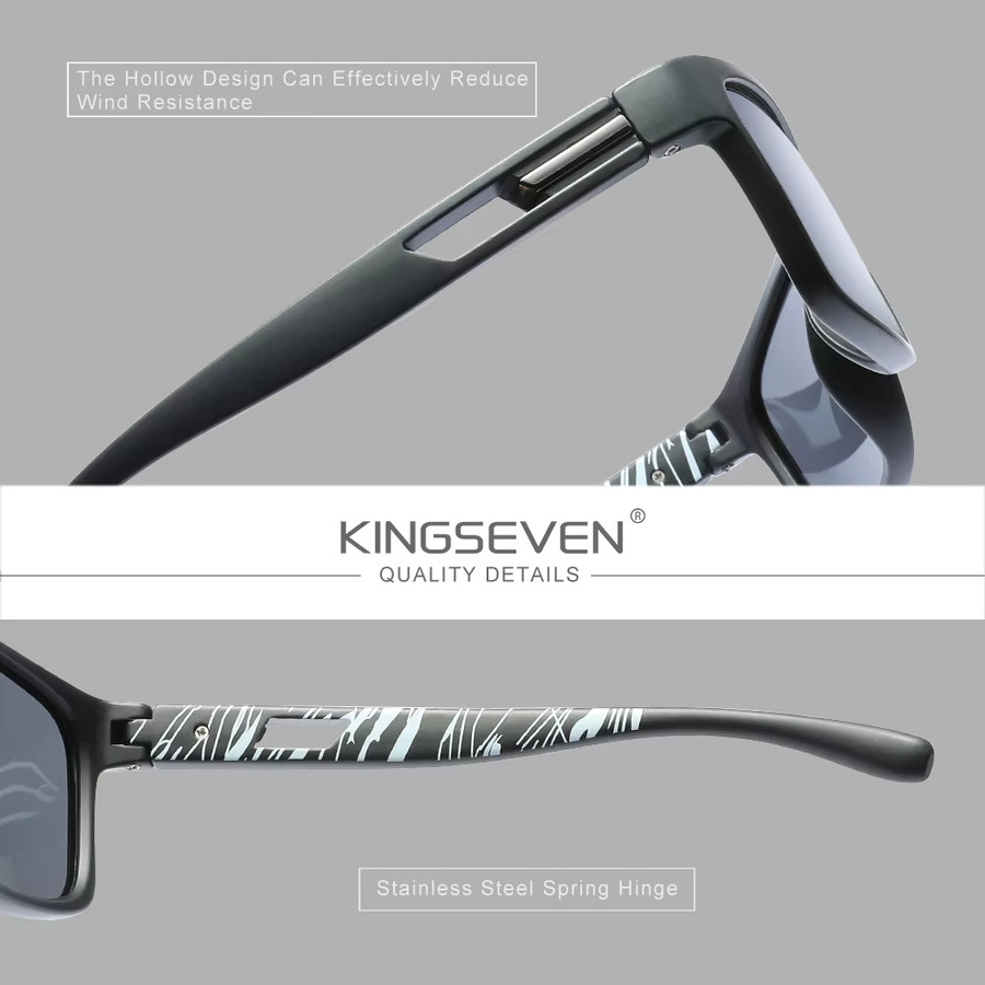 KINGSEVEN Sonnenbrille, rechteckig, Vollrand, Kunststoff, Unisex, polarisiert - Bild 3