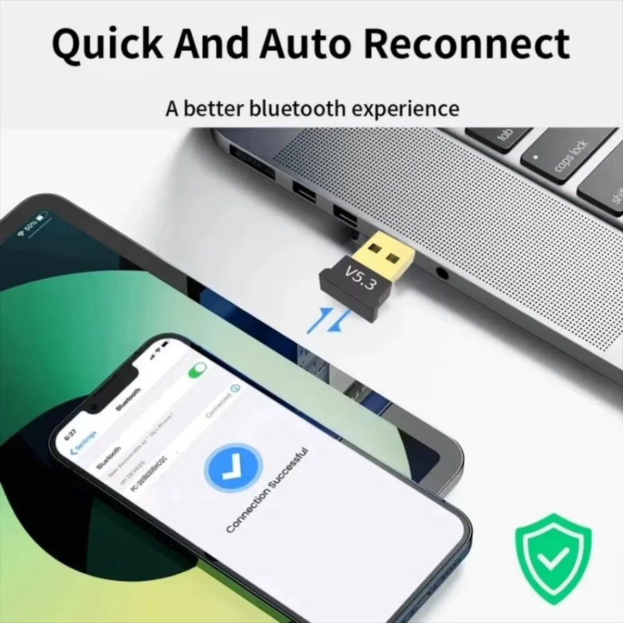 PzzPss Bluetooth 5.3 USB Dongle Wireless Audio Adapter in Schwarz für PC und Laptop als Sender und Empfänger - Bild 2