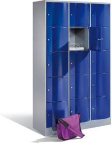 C+P Schließfachschrank Resisto mit 15 Fächern, Korpus Lichtgrau und Front Enzianblau, H x B x T: 195 x 115 x 54 cm - Bild 1