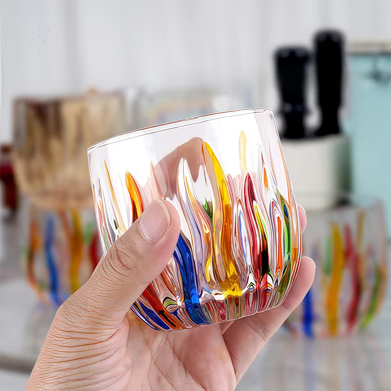 IKAPE Handgefertigter Glasbecher mit handbemaltem Design, transparent/multicolour, 270 ml - Bild 1