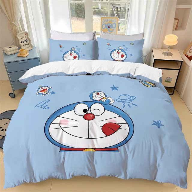 Lodestar Bettwäscheset Doraemon mit 3D-Druck, Bettdeckenbezug und Kissenbezug, Blau, B/H: 135 x 200 cm - Bild 1