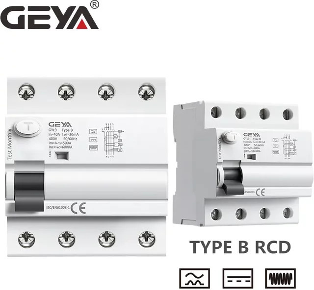GEYA Fehlerstromschutzschalter DC RCCB Typ B 4-polig 40A 63A 30mA 300mA 6kA DIN-Schiene - Bild 1