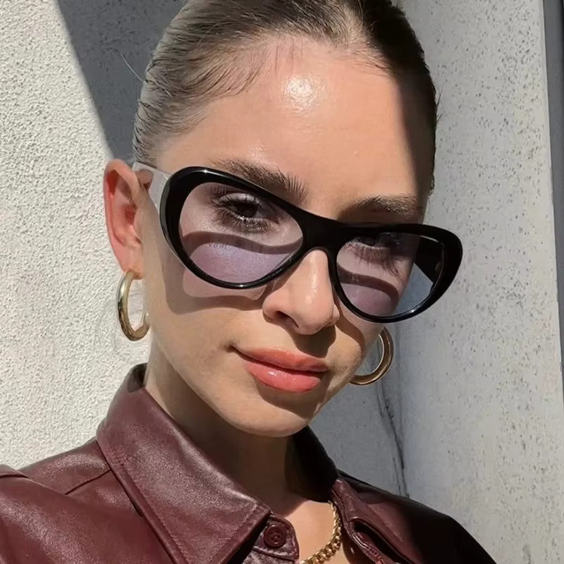 Samjune Sonnenbrille Oval, Vollrand, Kunststoff, Weiß, Schwarz, Unisex - Bild 6
