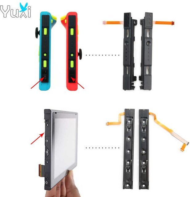 Yuxi Ersatz Schienen für Nintendo Switch Joy-Con L/R Schieber Bahn in Schwarz - Bild 1