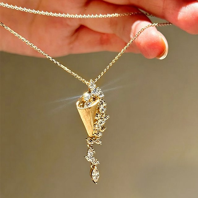 Lnkry Halskette, Moissanit, Sanduhr-Anhänger, Gold, Damen - Bild 1