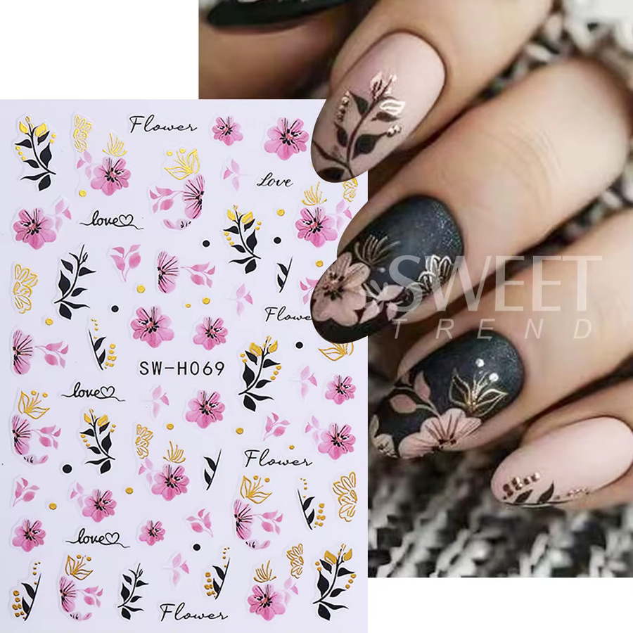 SWEET TREND Nagelaufkleber, 3D-Bronzing-Rosenblätter, Metallic, 3 Stück - Bild 1