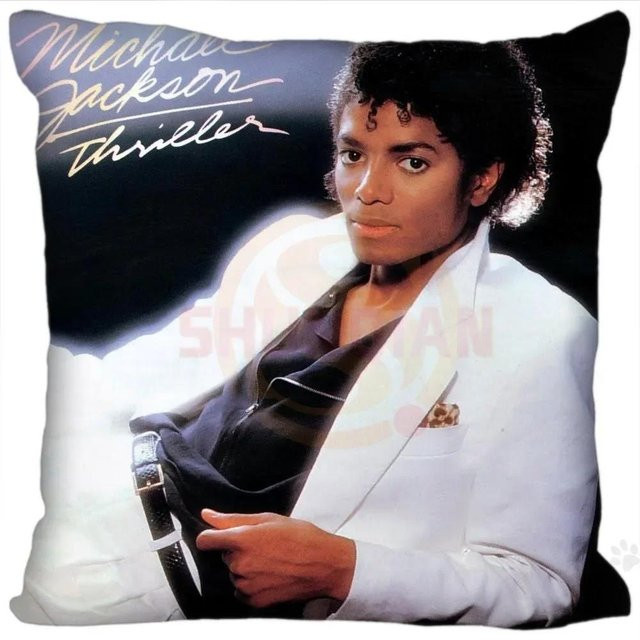 GUOYU HOMEDECOR Quadratische Kissenbezüge Michael Jackson Design aus Polyester mit Reißverschluss, Farbe: Weiß - Bild 1