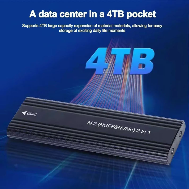 Kebidu NVME M.2 SSD externes Gehäuse aus Aluminium mit USB-C 10 Gbit/s für M/M+B Key, Farbe: Schwarz - Bild 3