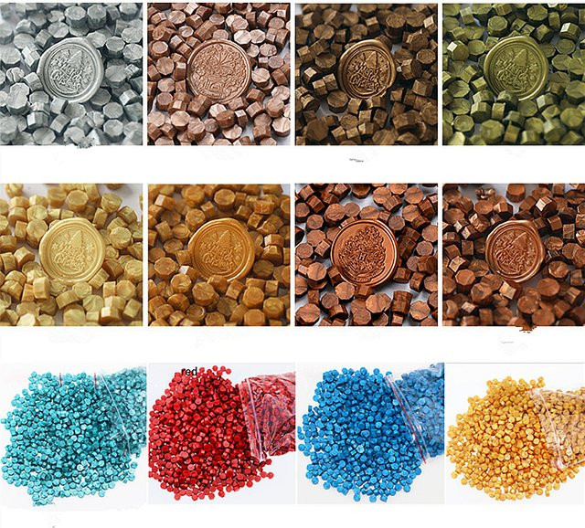 500 Stück achteckige Wachsperlen in Bronze und Multicolour zum Schmelzen und Stempeln für DIY-Bastelbedarf und Siegelungen - Bild 1