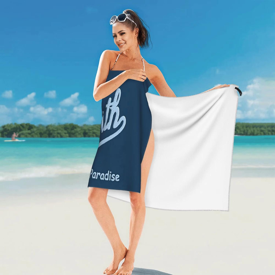 Saint Barth Strandtuch aus Mikrofaser in Weiß und Blau, schnelltrocknend und saugfähig, Breite: 150 cm, Höhe: 220 cm - Bild 2