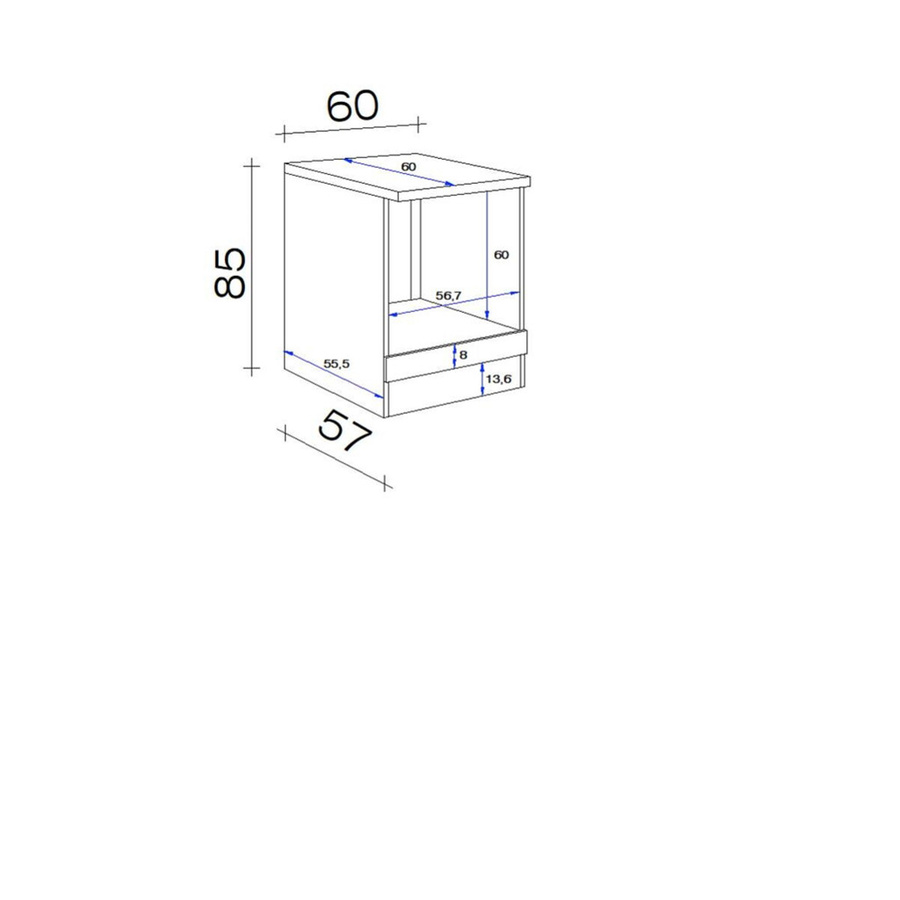 Flex-Well Herdumbauschrank Avila in Magnolie matt und Weiss, B/H/T: 60 x 85 x 60 cm - Bild 2