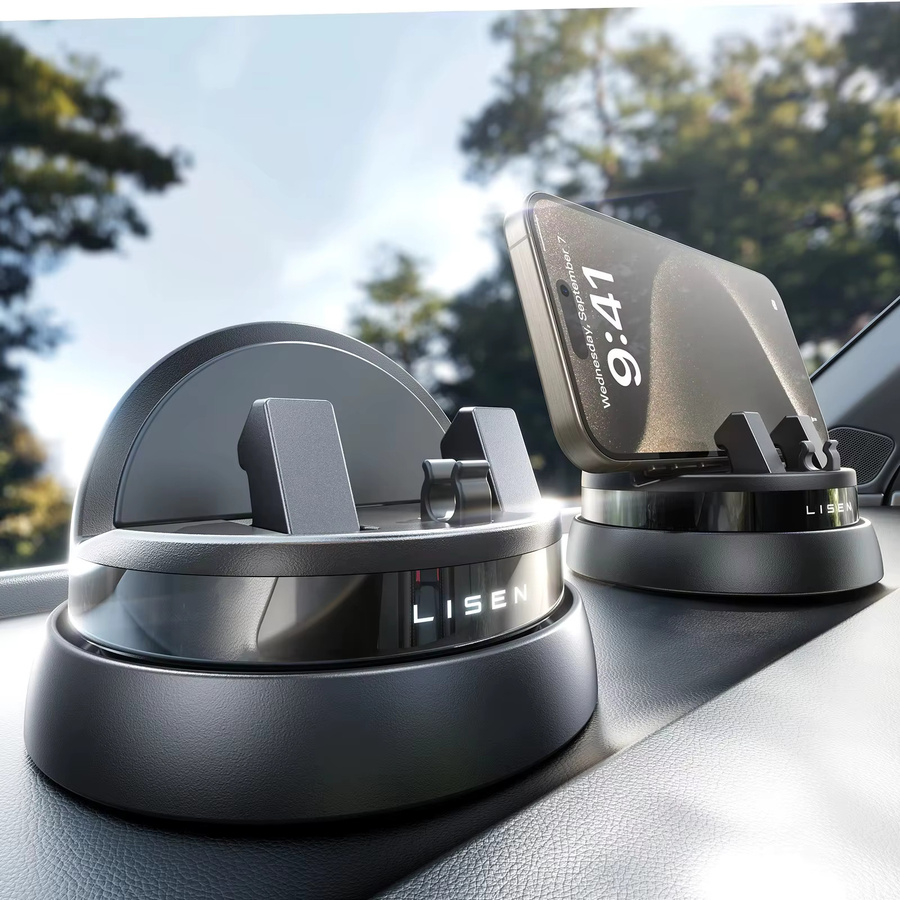 LISEN 360 Grad drehbare Auto-Handyhalterung in Schwarz für iPhone und Samsung - Bild 2