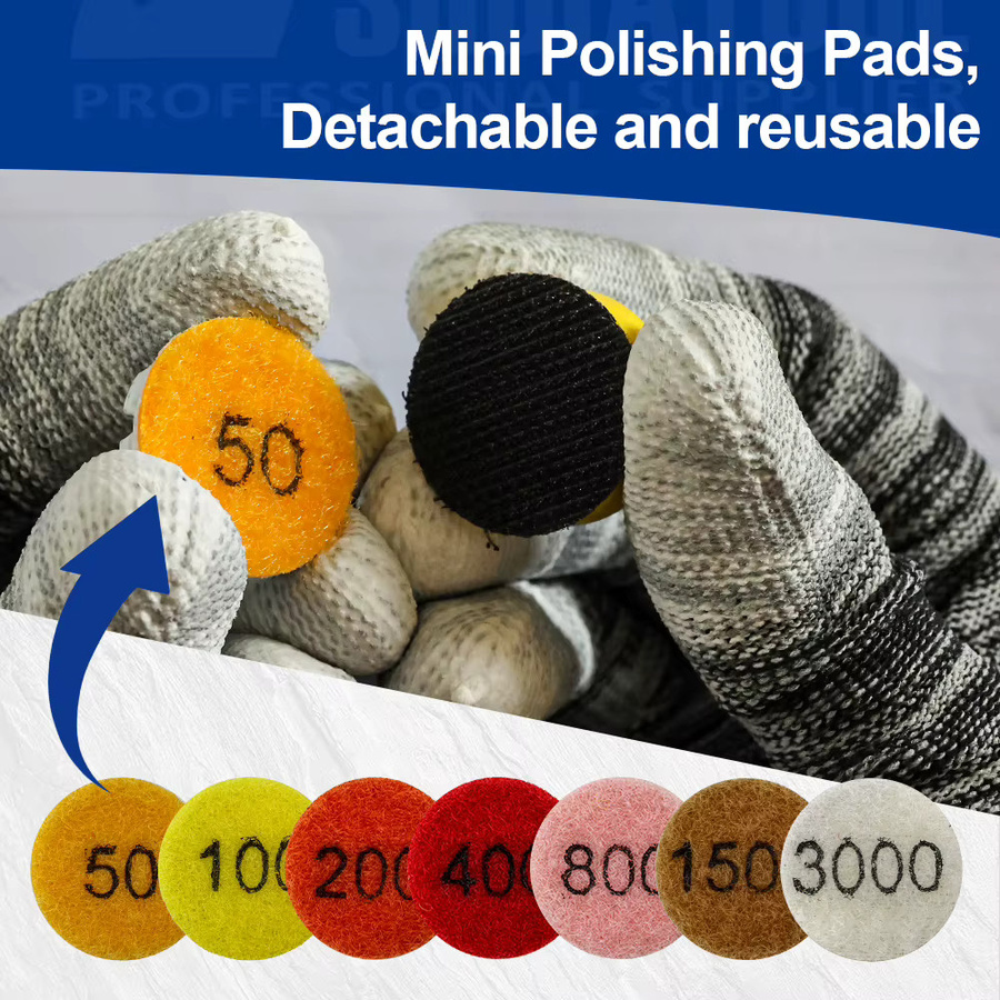 SHDIATOOL 7-teiliges Mini-Diamant-Polierpad-Set in Multicolor, Durchmesser: 2,5 cm, Nass-Harz-Schleifscheiben für Marmor und Granit - Bild 6