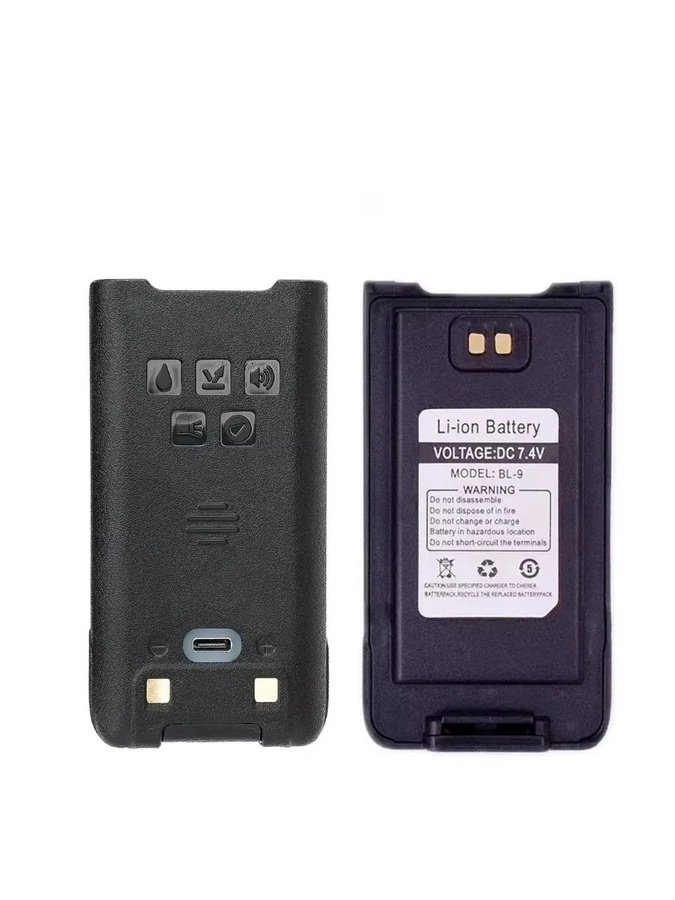 BL-9 Plus Li-Ionen-Akku für Baofeng UV-9R Pro und GMRS-9R Walkie Talkie, 7,4 V mit USB-C-Ladefunktion, Schwarz - Bild 6