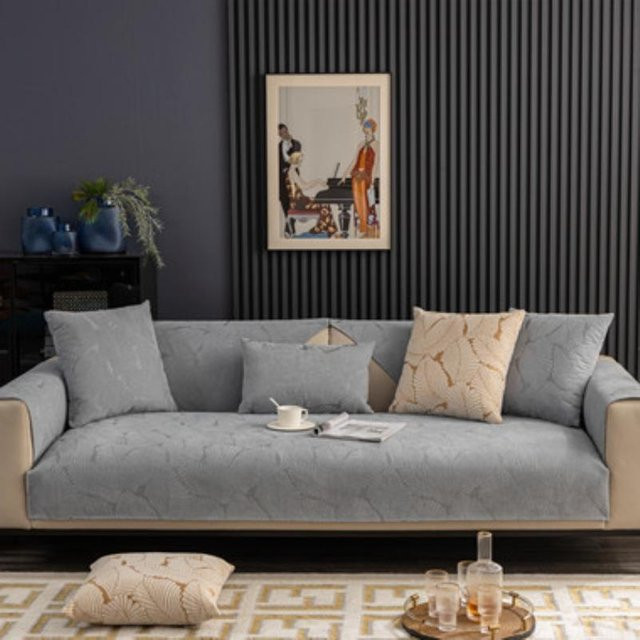 Four Seasons Chenille Sofakissenbezug Bananenblatt Design Modern mit Anti-Rutsch-Funktion, B/T: 70 x 70 cm - Bild 1