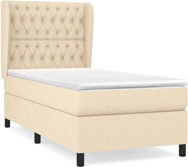 vidaXL Boxspringbett mit Matratze Hybrid-Design in Beige, B/T/H: 90 x 190 x 128 cm - Bild 1