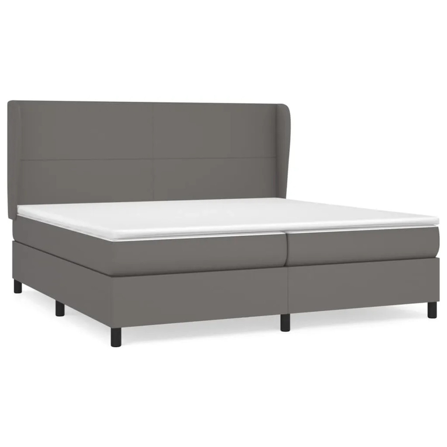 vidaXL Boxspringbett mit Matratze in Grau aus Kunstleder, Hybridbett mit Taschenfederkern, B/T/H: 180 x 200 x 118 cm - Bild 2