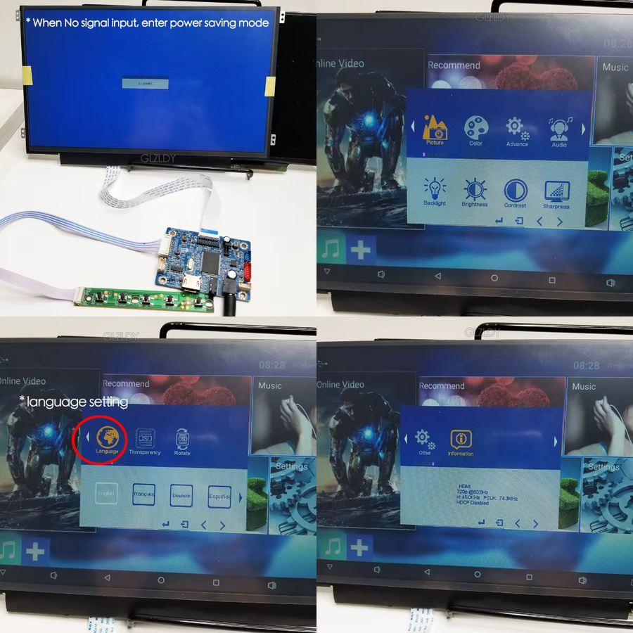 GLZLDY EDP 30-Pin LCD-Controller-Treiberplatine mit 1 HDMI für verschiedene Bildschirmauflösungen in Blau - Bild 3