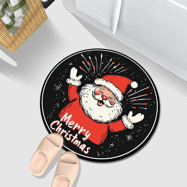 Runder Weihnachtsteppich in Rot für Wohnzimmer und Schlafzimmer, Durchmesser: 80 cm - Bild 1