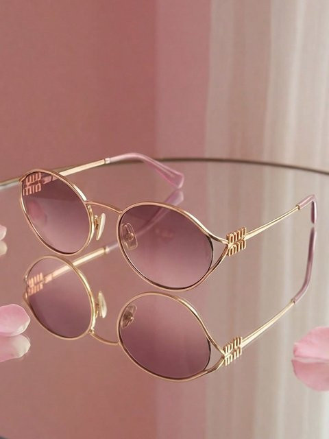 Miu Miu MU 52YS Sonnenbrille, Vollrand, Oval, Metall, Gold, Damen - Bild 2