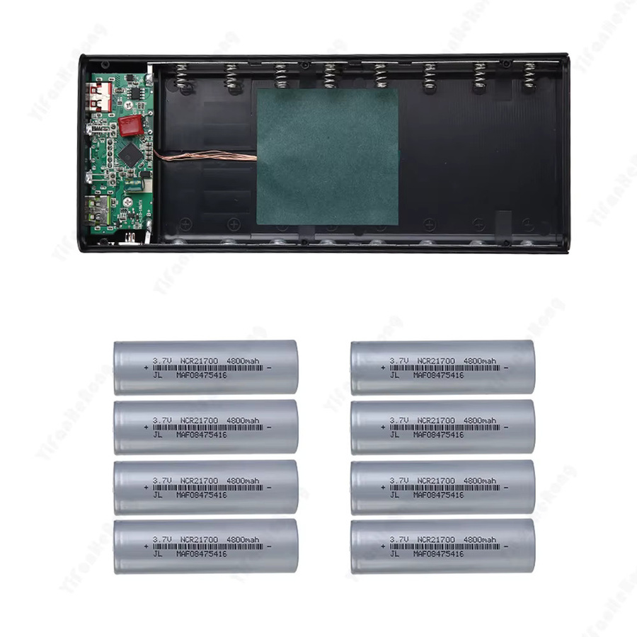 YiFanHeRong DIY Power Bank Gehäuse für 8x 21700 Batterien mit Dual USB und Type-C, Schwarz - Bild 4