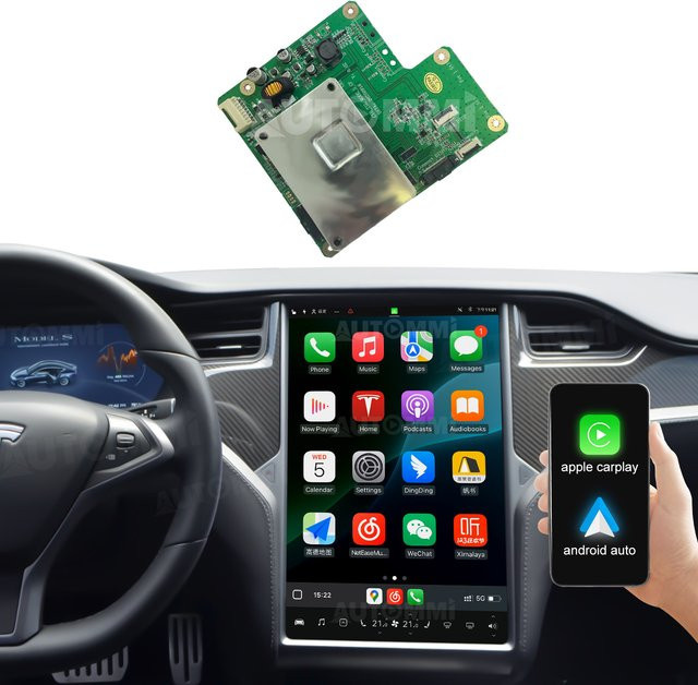Kabelloser CarPlay und Android Auto Decoder Multimedia-Videomodul für Tesla Model S, Model X, Model 3 und Model Y (Baujahr 2014 - 2025) mit Wi-Fi und Bluetooth - Bild 1