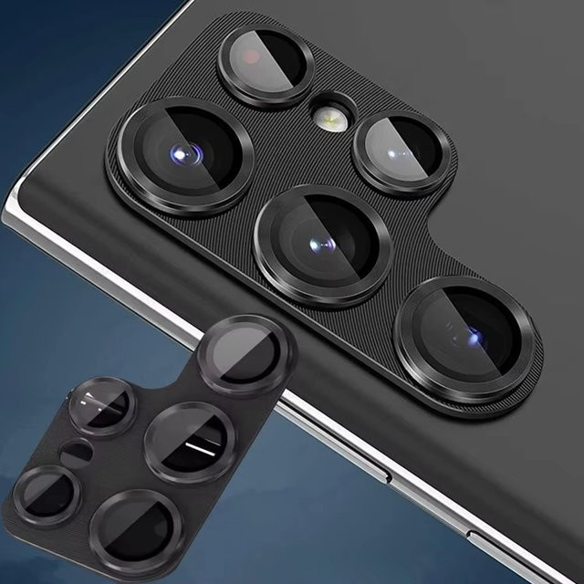 Metall Kamera Objektiv Schutz Glas für Samsung Galaxy S25 S24 S23 Ultra in Schwarz - Bild 1