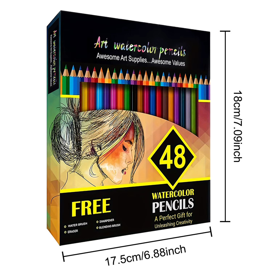 Professionelles Aquarellstifte Set mit 48 Farben für Erwachsene und Jugendliche, hochwertige Buntstifte aus Holz für künstlerisches Malen und Mischen, Mehrfarbig - Bild 4