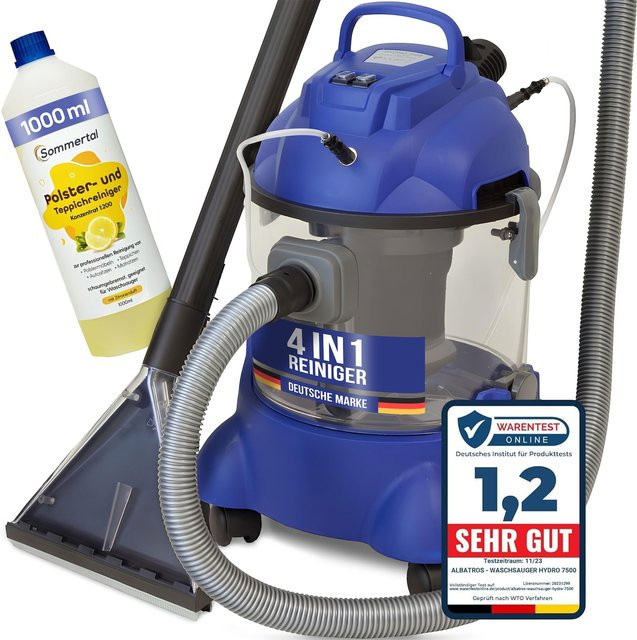 ALBATROS XXL Waschsauger Hydro 7500 Polsterreiniger und Teppichreiniger in Blau mit 1200 Watt, 20l Volumen und 22 kPa Saugleistung inklusive 1L Reiniger - Bild 1