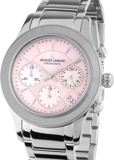 Jacques Lemans Chronograph, Edelstahl, Pink, Quarz, 38 mm, Damen - Bild 1