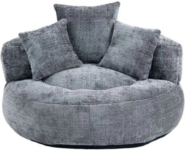 PXloue Sitzsack Sofa in Grau mit 3 Kissen aus Chenille und Schaumstoff für Erwachsene und Kinder - Bild 1