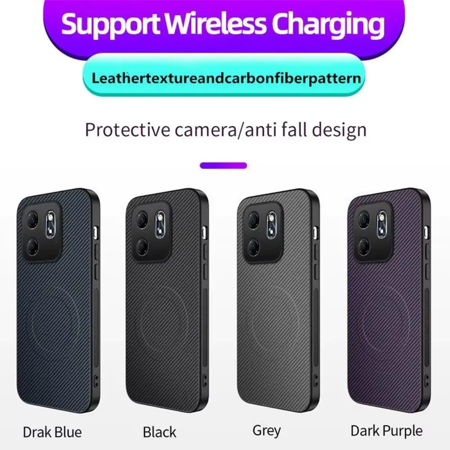 Matte magnetische kabellose Ladehülle für OPPO Reno 15F 15FS 5G in Schwarz mit Carbonfaser-Design und stoßfestem PC+TPU Schutz - Bild 5
