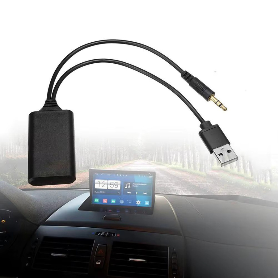 Bluetooth AUX Audio Adapter für BMW E90 E91 E92 mit 3,5 mm Klinkenanschluss und Zigarettenanzünder-Ladegerät in Schwarz - Bild 3