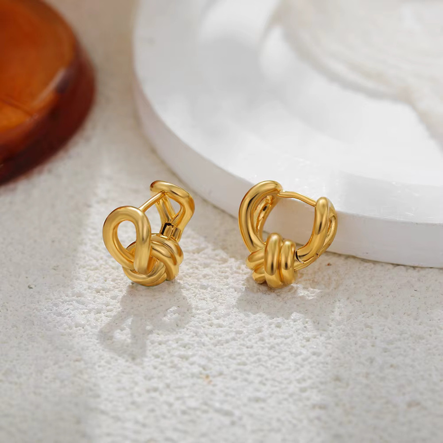 amofa Damenohrringe Edelstahl, Gold, gedreht - Bild 2