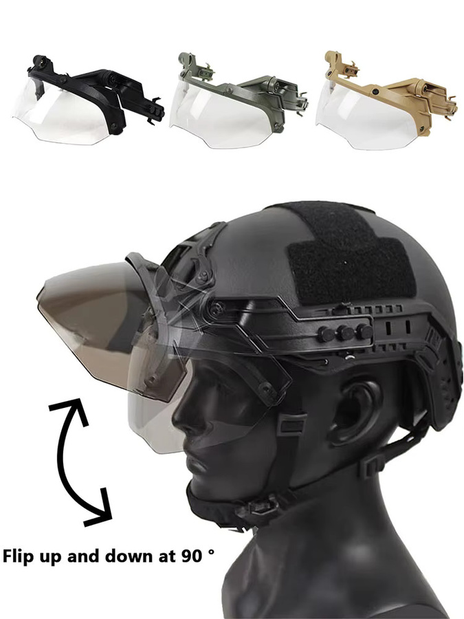 BOOIU Taktische Helmbrille Full Vision in Schwarz, verstellbare Schutzbrille für FAST-Helme, 90 Grad abnehmbar für Jagd und CS-Spiele - Bild 6