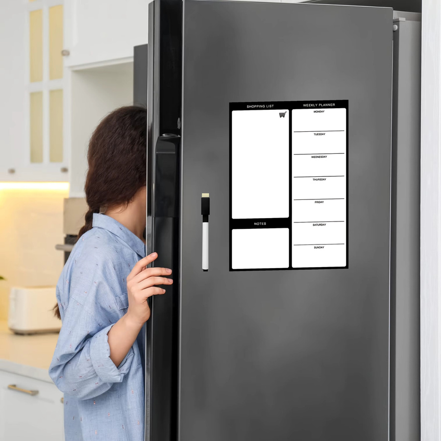 2 wiederverwendbare magnetische Kühlschrank-Notizblöcke als Whiteboard-Einkaufslistentafel in Weiß inklusive 1 löschbarem Stift - Bild 5