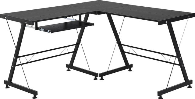 HOMCOM Computertisch Arbeitsstation für Home Office und Gaming, Schwarz, B/T/H: 210 x 50 x 73,5 cm - Bild 1